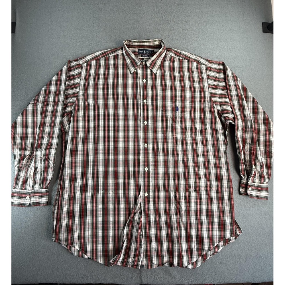 Ralph Lauren Shirt‎ Mens XL Red Plaid Blaire Button Down Long Sleeve Cotton